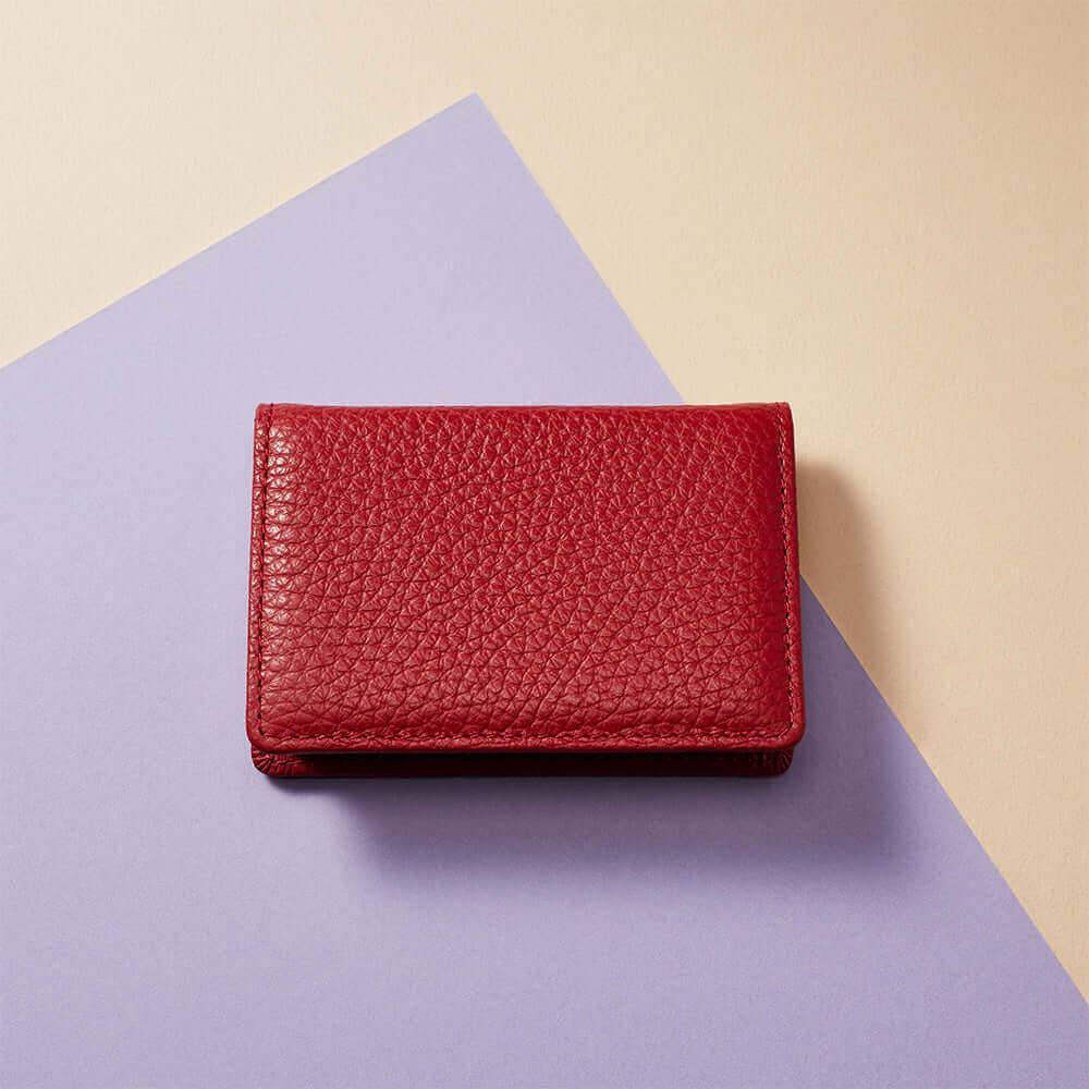 ItalianLeather - Coin Purse - With Anti-Loss Device - Amaranth