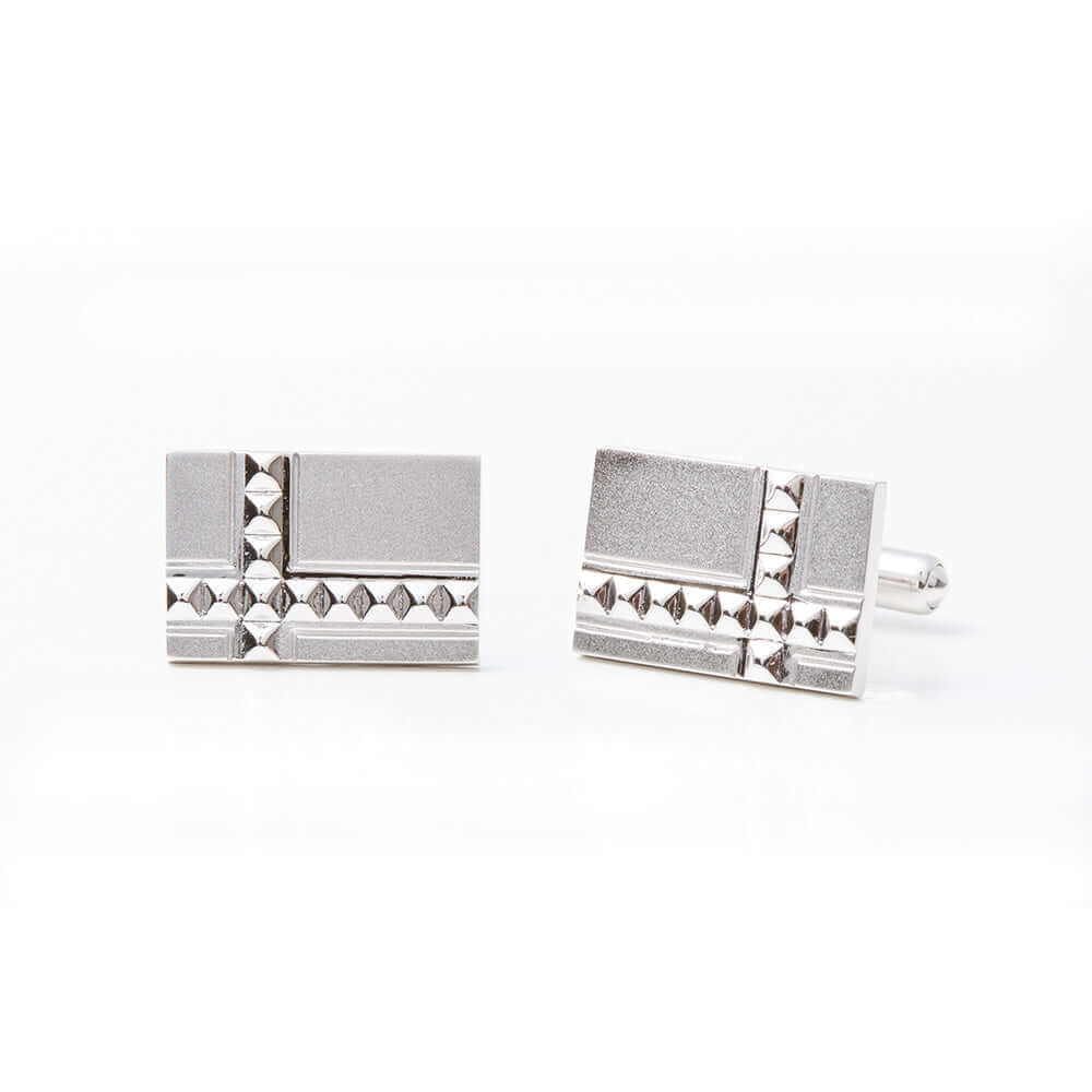 Formal Set - Silver925 Solid tie bar & Cufflinks - Classic Wave