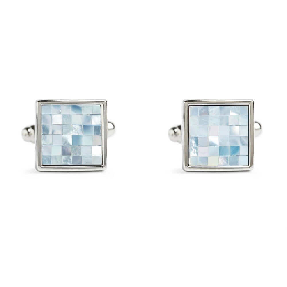 SimonCarter - Chequer - Cufflinks - Blue Mother of Pearl