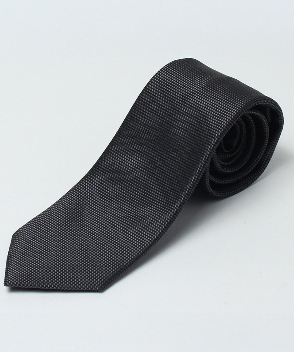 KyotoSilk - Basket weave Necktie - Medium Gray