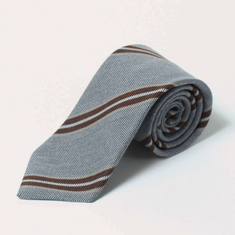 Cashwool - ZEGNABaruffaWool - Necktie - Gray Regimental