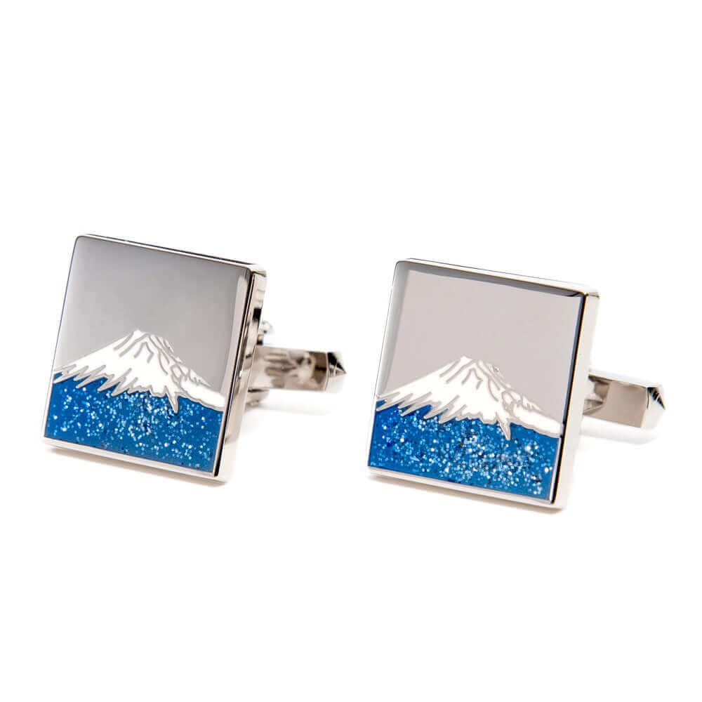 Mt.Fuji - Silver925 solid - Cufflinks - Blue glitter
