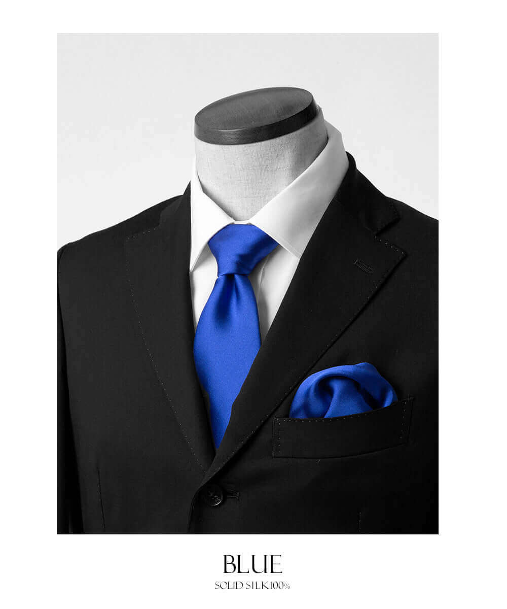 Fomal set - Kyoto Silk - Necktie & PocketSquare Set - blue