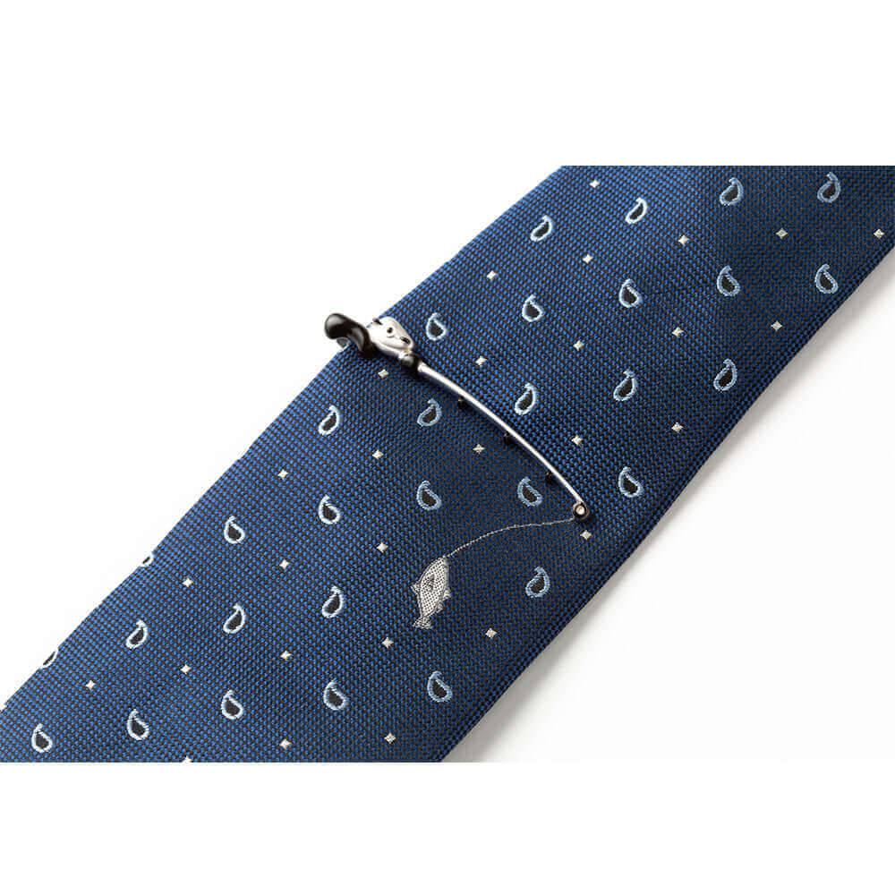 Gift Set - Necktie and tie bar Combo - fishing