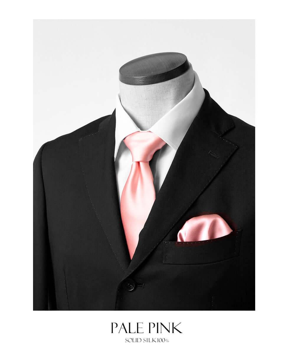 Fomal set - Kyoto Silk - Necktie & PocketSquare Set - Pale Pink