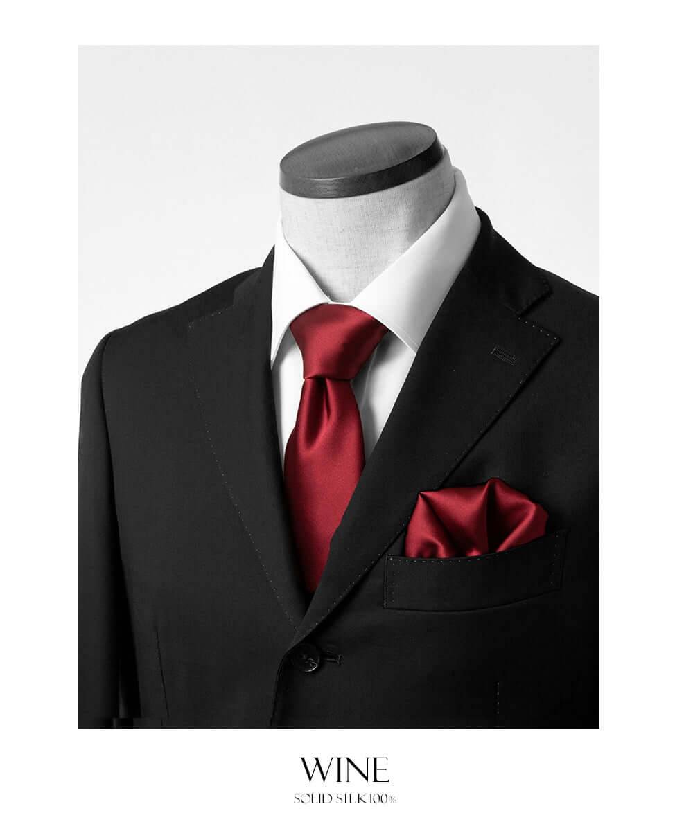 Fomal set - Kyoto Silk - Necktie & PocketSquare Set - wine