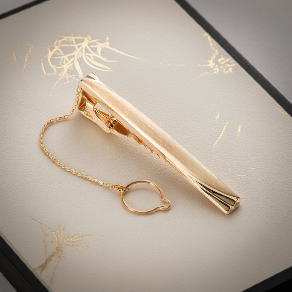 Made in Japan - 18K Solid Gold tie bar - Corner Line