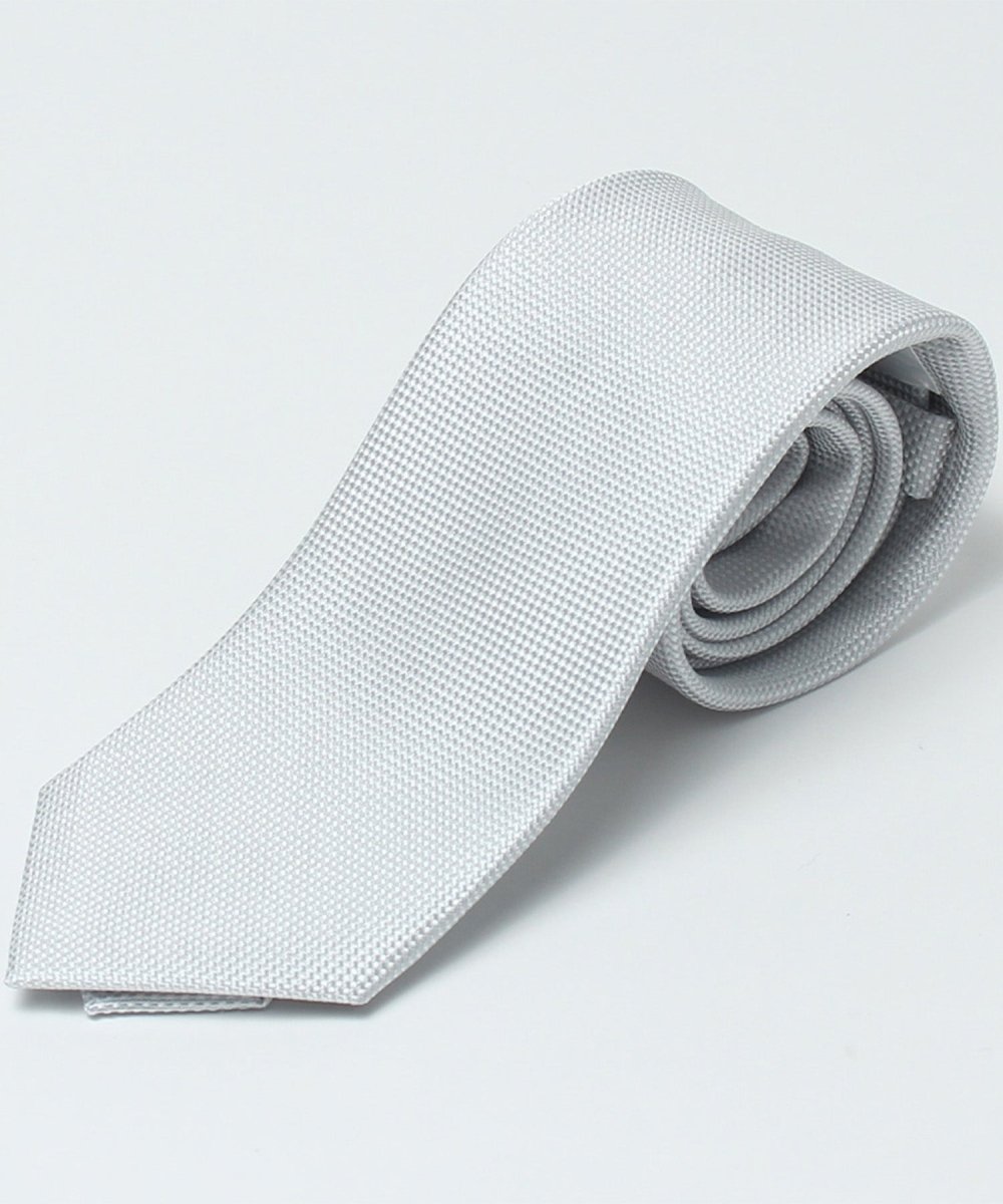 KyotoSilk - Basket weave Necktie - Silver