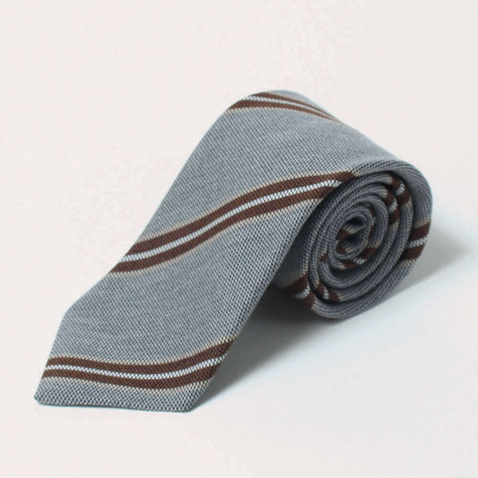 Cashwool -  ZEGNABaruffaWool - Necktie - Gray Regimental