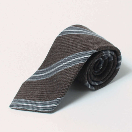 Cashwool -  ZEGNABaruffaWool - Necktie - Brown Regimental