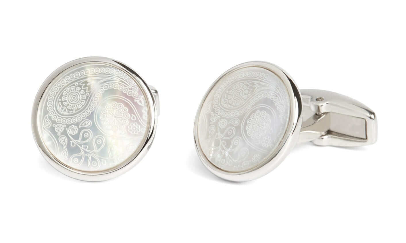 SimonCarter - Paisley -  Cufflinks - white