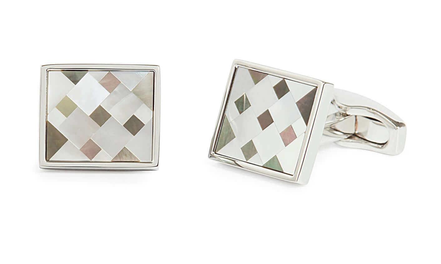 SimonCarter - Cubist  - Cufflinks - Grey Mother of Pearl - Grey Mother of Pearl