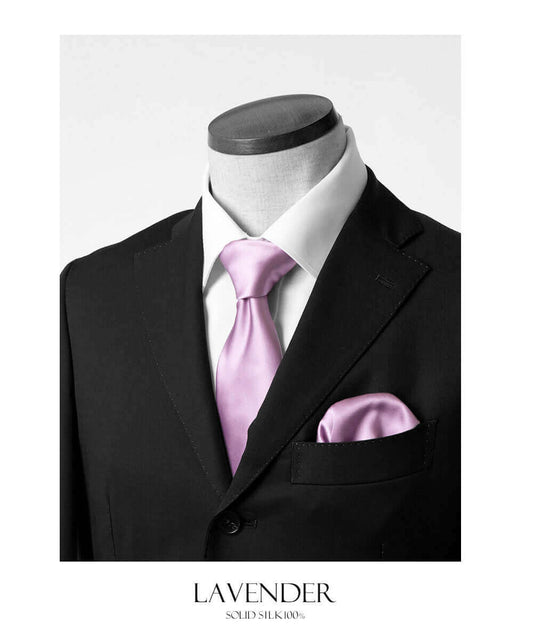 Fomal set - Kyoto Silk - Necktie & PocketSquare Set - Lavender